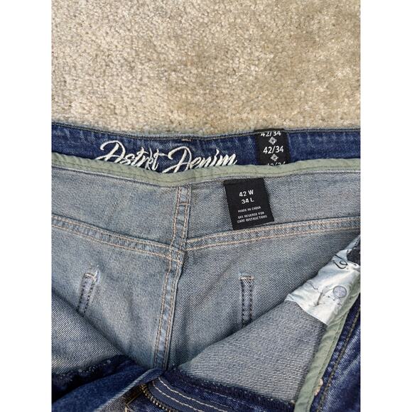 8IGHTH DSTRKT Blue Gray Men's Biker Denim Cargo Jeans Size 42x27 Hemmed B381 - Picture 9 of 16